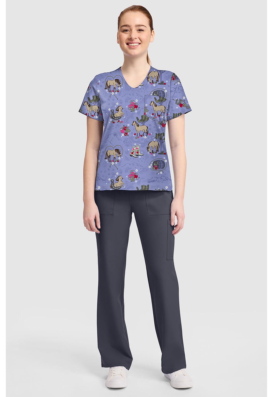 Country Girl Cherokee Print V Neck Scrub Top CK857 CYTG