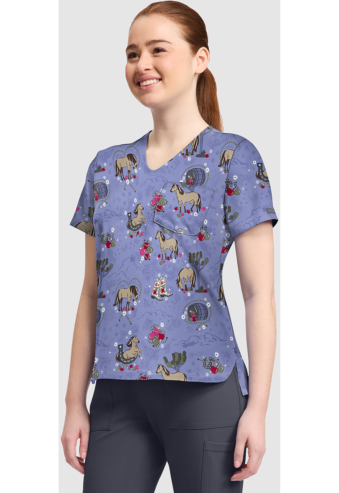 Country Girl Cherokee Print V Neck Scrub Top CK857 CYTG