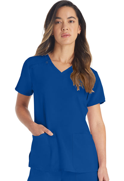 Camiseta médica Dickies EDS Essentials con cuello en V DK615 en negro, celeste, azul marino, peltre, azul real y verde azulado