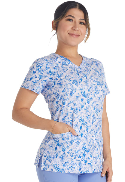Texture Tiles Dickies Print V Neck Scrub Top DK616 TTXT