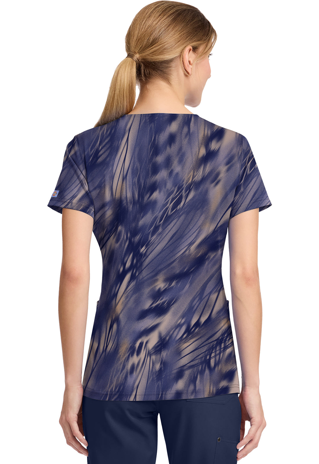 Watercolor Feather Dickies Print V Neck Scrub Top DK667 WRFE