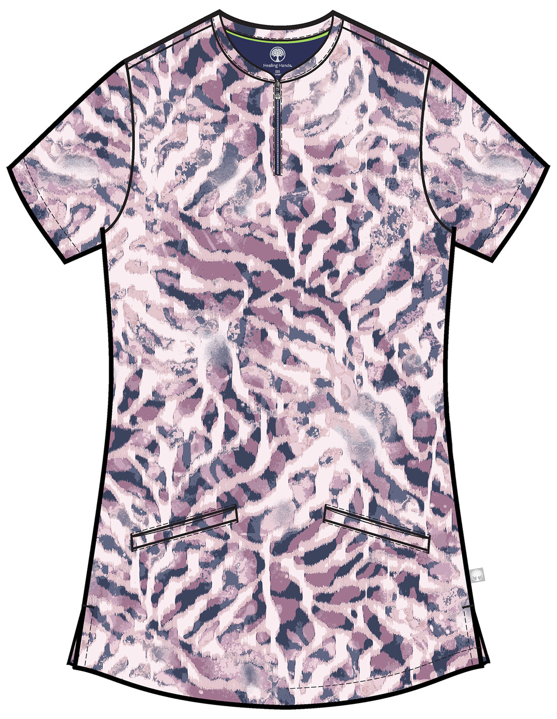 Bleached Stripes Healing Hands Ivy Print Scrub V Neck Top HH907 BLSI