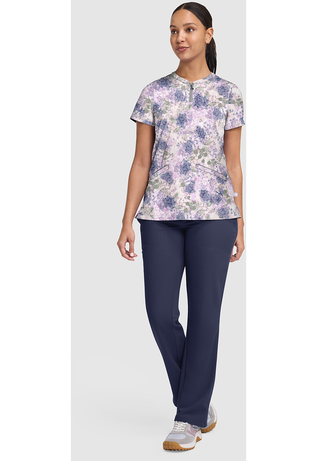 Healing Hands Hydrangea Hideaway Print Scrub Top HH907 HYHD