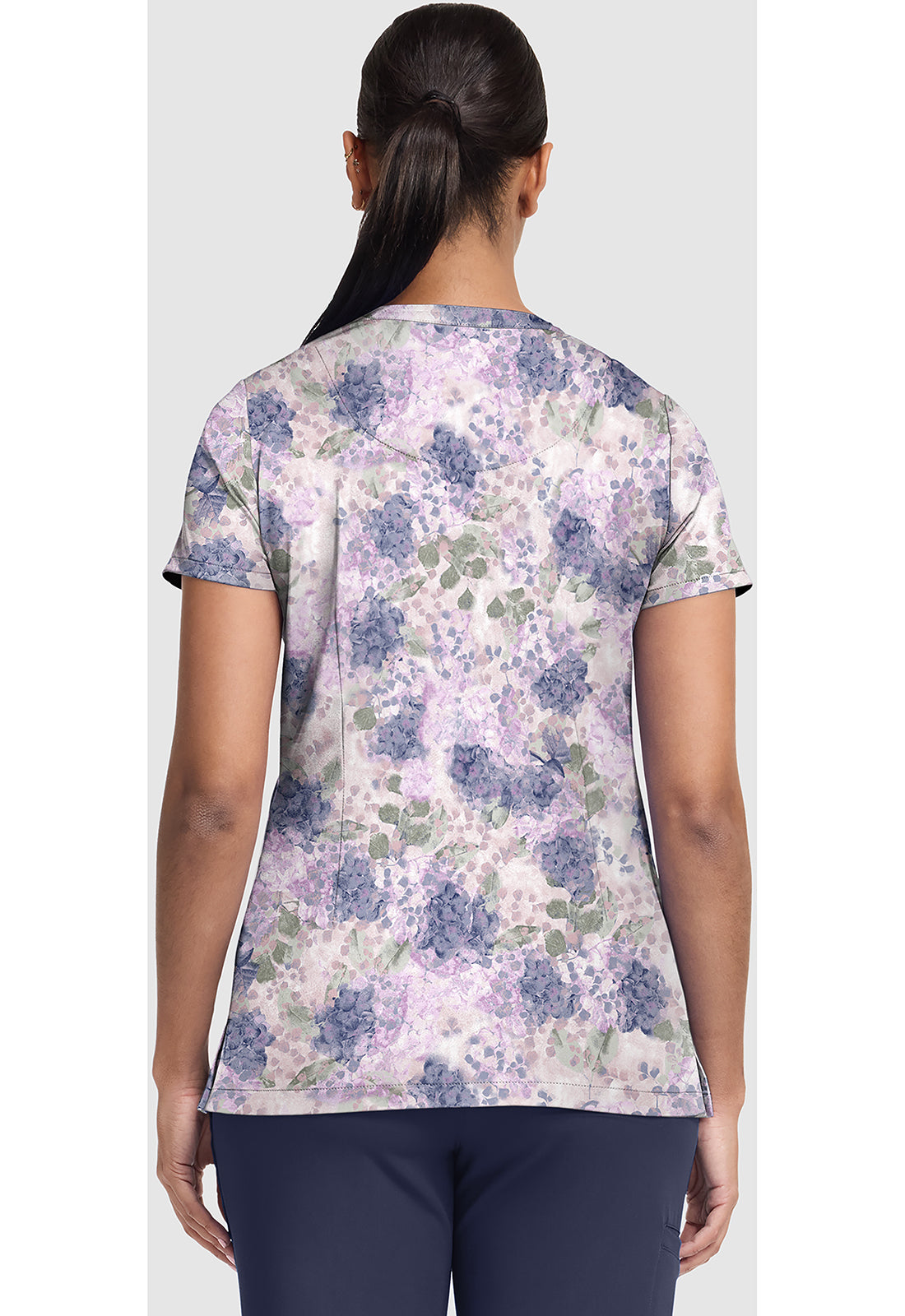 Healing Hands Hydrangea Hideaway Print Scrub Top HH907 HYHD