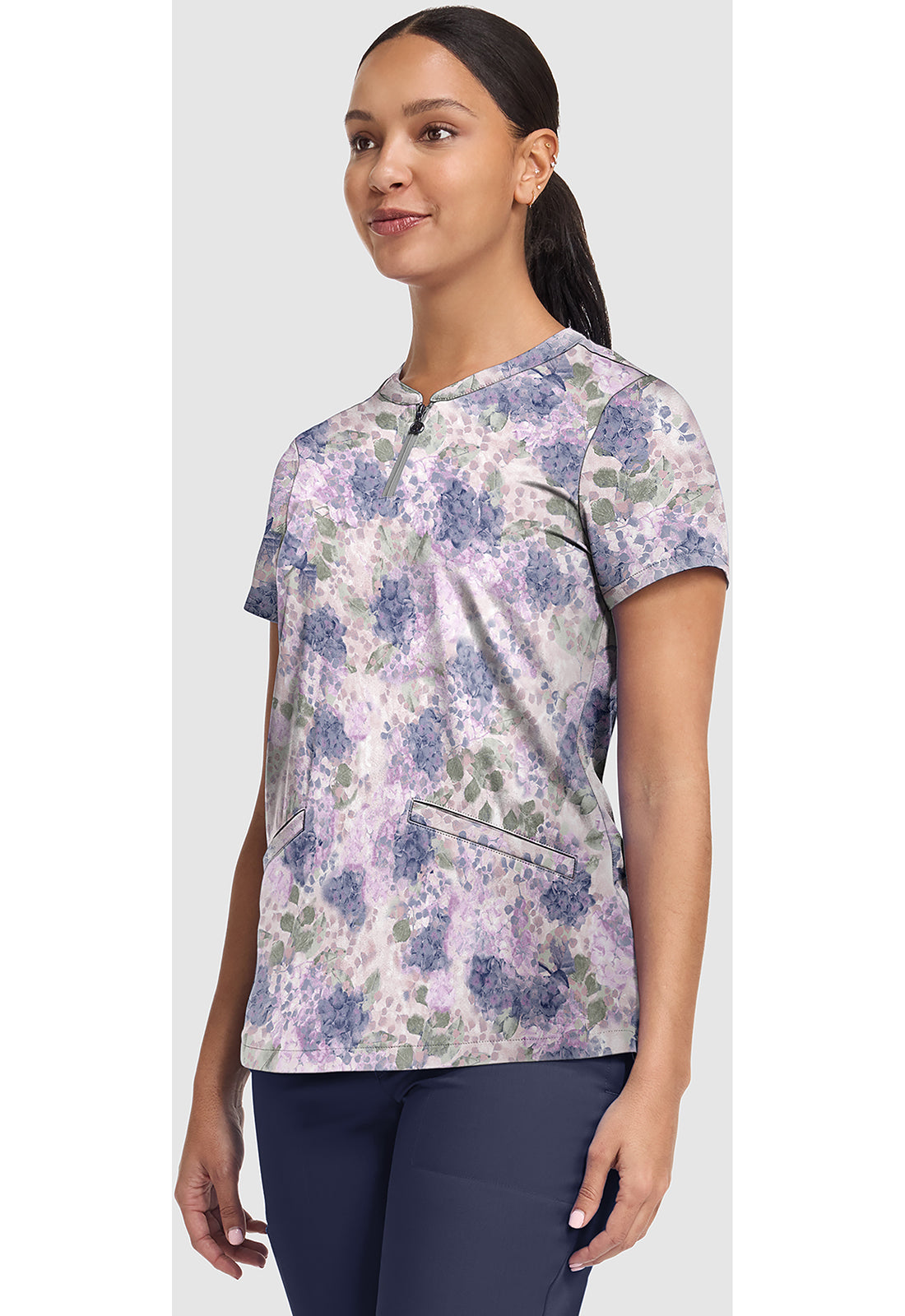 Healing Hands Hydrangea Hideaway Print Scrub Top HH907 HYHD