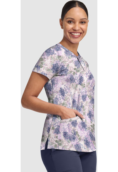 Healing Hands Hydrangea Hideaway Print Scrub Top HH907 HYHD
