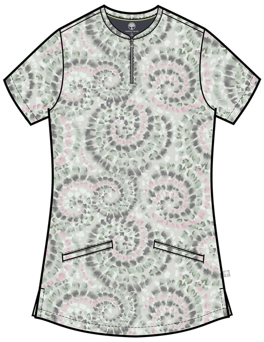 Spiral Out Healing Hands Scrubs Ivy Print V Neck Top HH907 SPIL