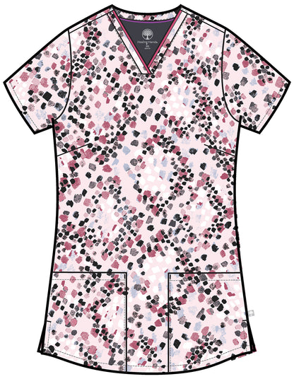 Abstract Python Healing Hands Amanda Print Scrub V Neck Top HH910 ABPY