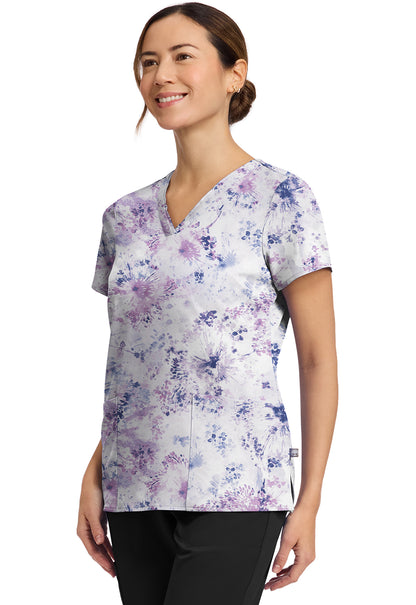 Dandelion Burst Healing Hands Amanda Print Scrub V Neck Top HH910 DDBT