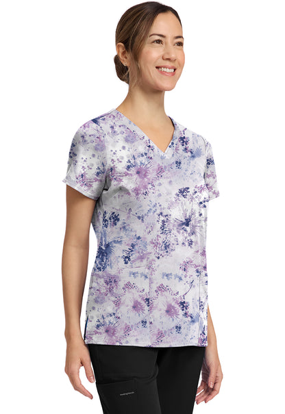 Dandelion Burst Healing Hands Amanda Print Scrub V Neck Top HH910 DDBT