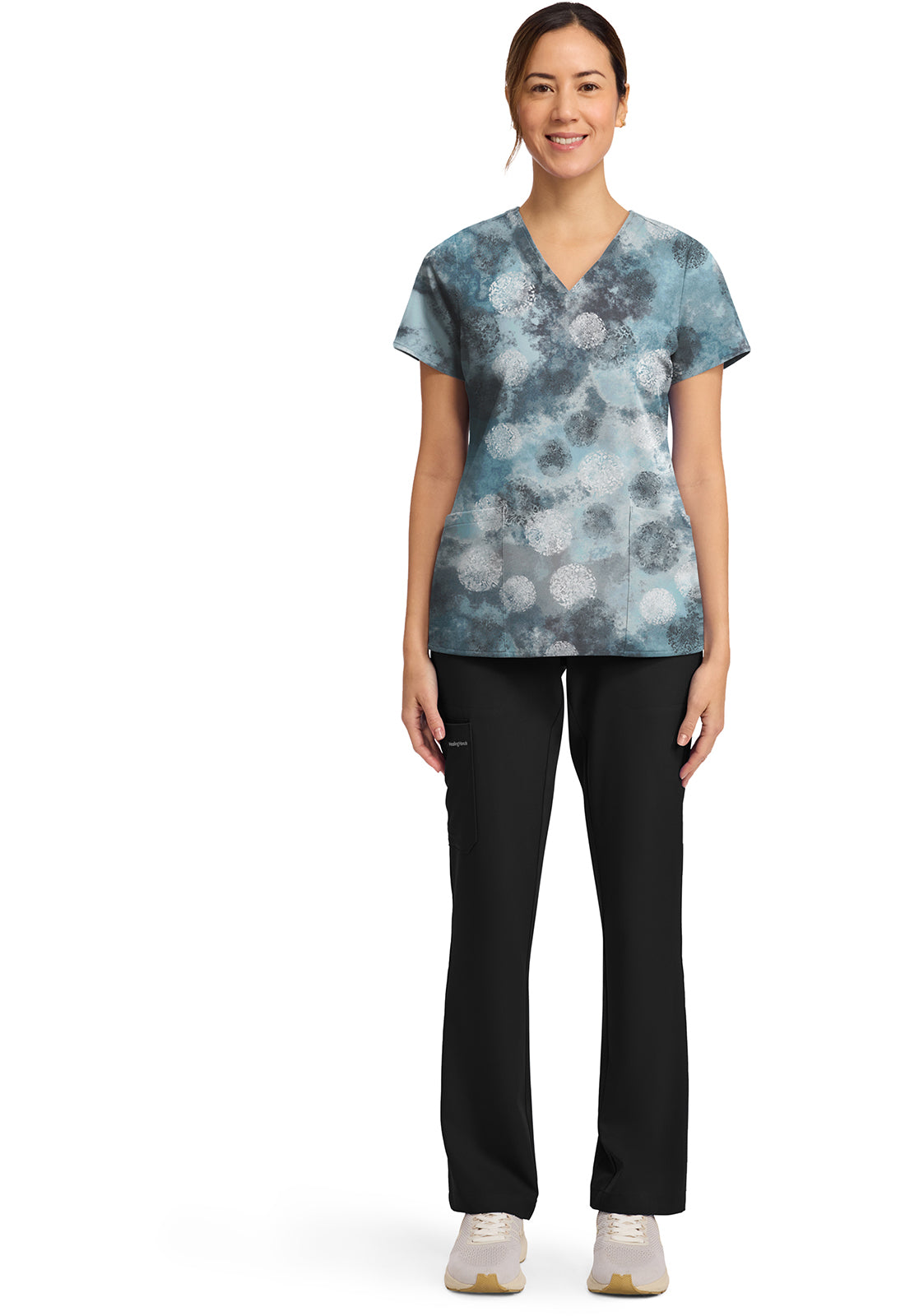 Moody Dots Healing Hands Amanda Print Scrub V Neck Top HH910 MDDT