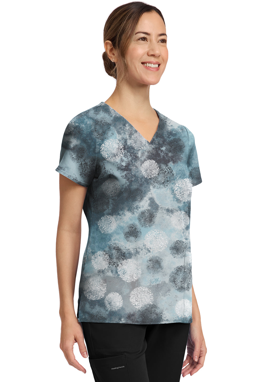 Moody Dots Healing Hands Amanda Print Scrub V Neck Top HH910 MDDT