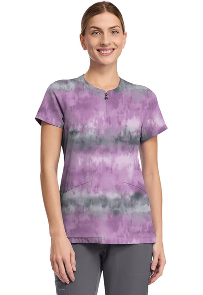 Blusa médica con cuello en V y estampado Amanda de rayas suaves Healing Hands HH911 SFSE