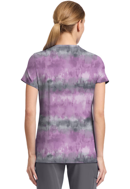 Blusa médica con cuello en V y estampado Amanda de rayas suaves Healing Hands HH911 SFSE