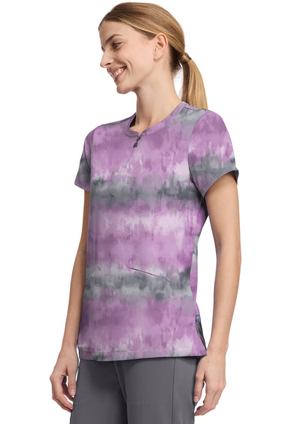 Blusa médica con cuello en V y estampado Amanda de rayas suaves Healing Hands HH911 SFSE