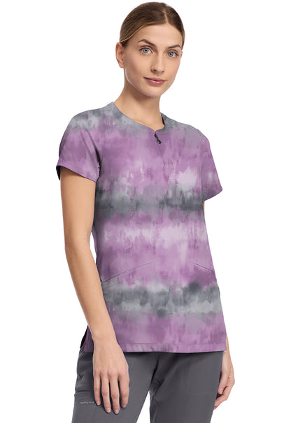 Blusa médica con cuello en V y estampado Amanda de rayas suaves Healing Hands HH911 SFSE