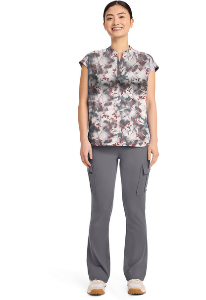 Blusa médica de cuello en V con estampado de manos curativas botánicas flotantes HH912 FLAB