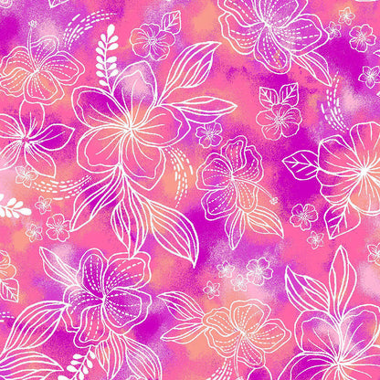 Hello Hibiscus Med Couture Print V Neck Scrub Top MC632 HOHI