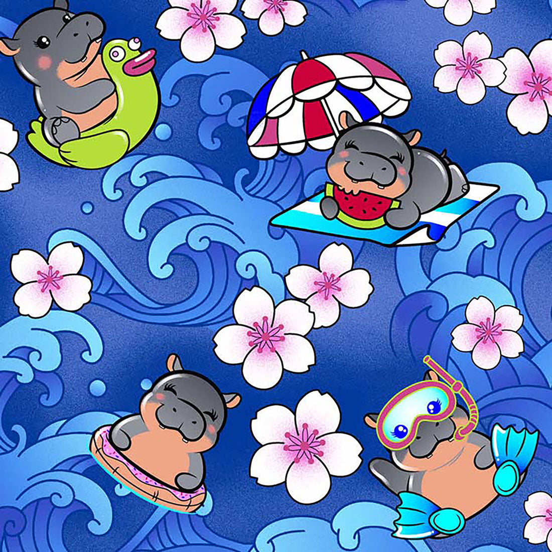 Hippo Water Mus Cherokee Scrubs Print V Neck Top CK856 HPPM