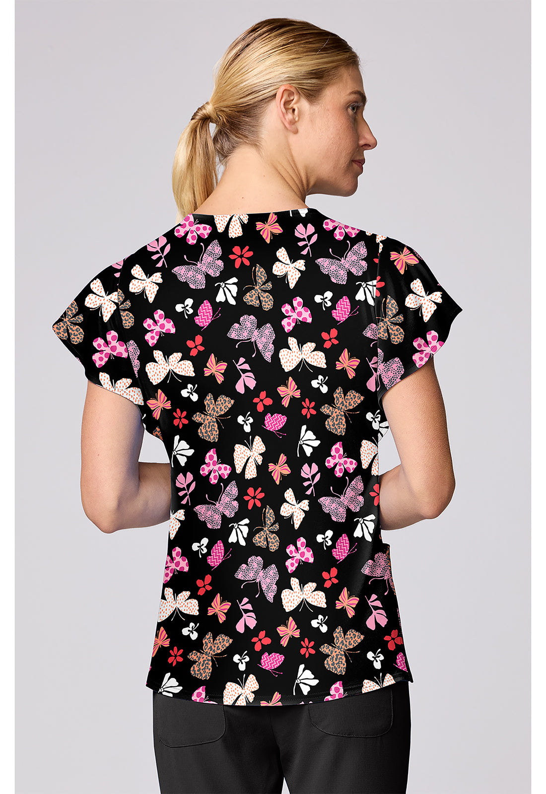 Fashion Flutters Med Couture Print V Neck Scrub Top MC00055 FHSH