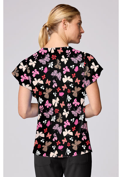 Fashion Flutters Med Couture Print V Neck Scrub Top MC00055 FHSH