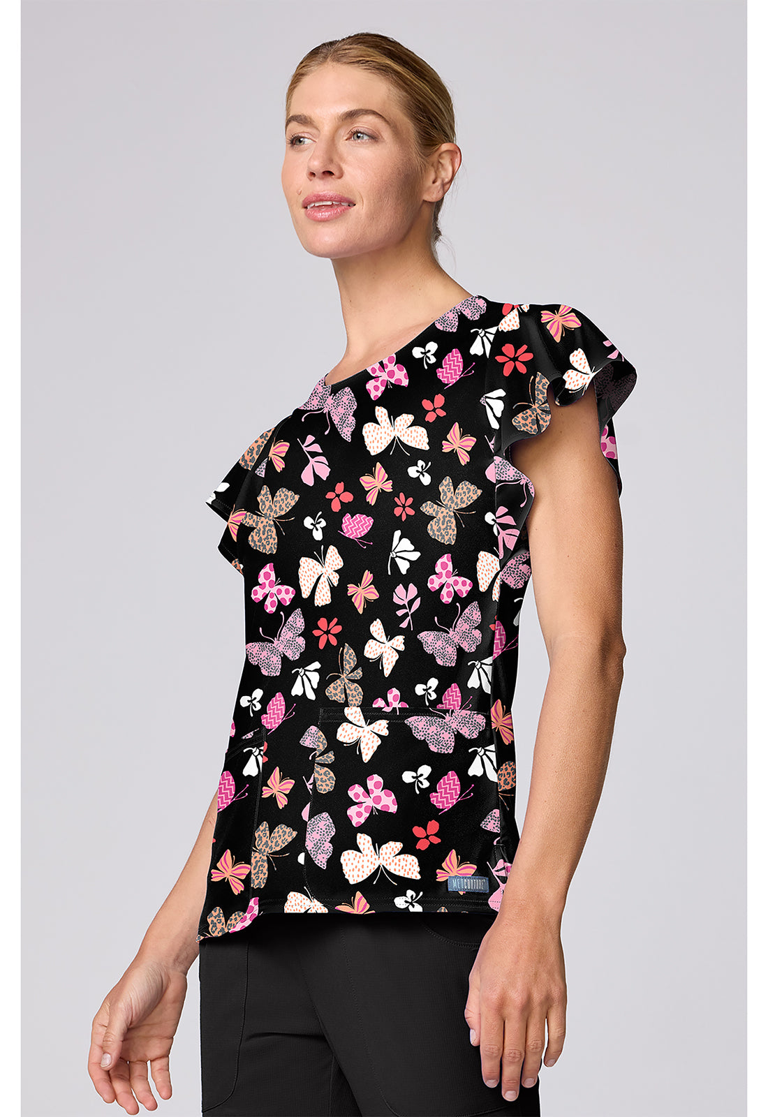 Fashion Flutters Med Couture Print V Neck Scrub Top MC00055 FHSH