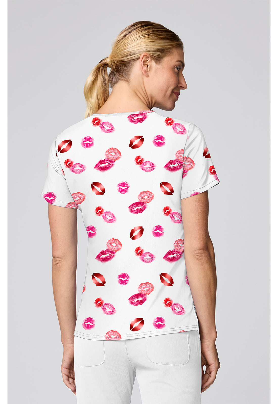 Lipstick Kisses Med Couture Print V Neck Scrub Top MC00056 LKSS