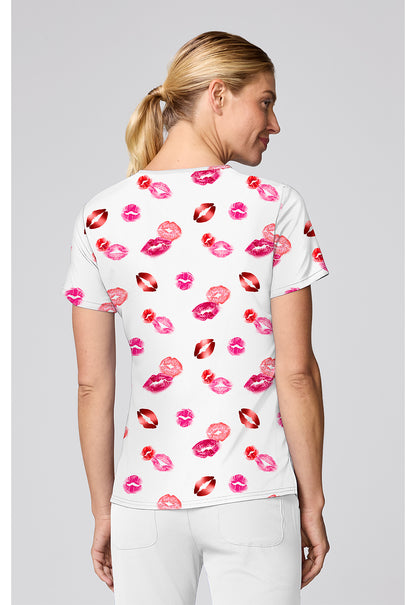 Lipstick Kisses Med Couture Print V Neck Scrub Top MC00056 LKSS