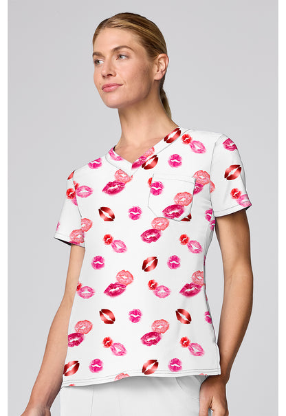 Lipstick Kisses Med Couture Print V Neck Scrub Top MC00056 LKSS
