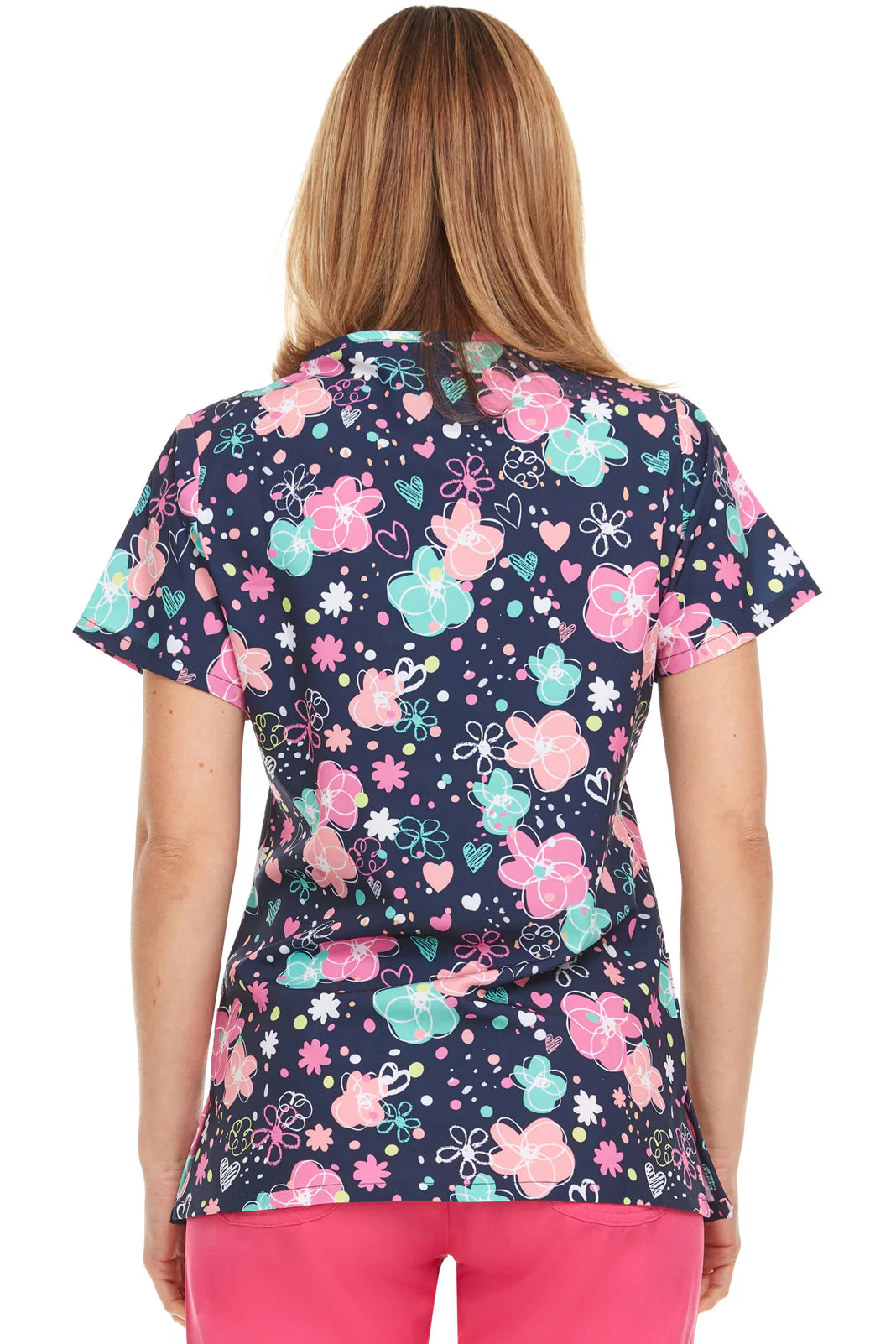 Bubble Hearts Medichic Print V Neck Scrub Top MC4512 - 59