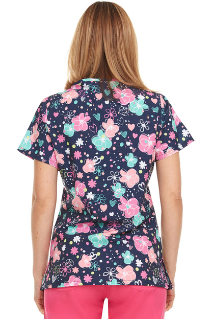 Bubble Hearts Medichic Print V Neck Scrub Top MC4512 - 59