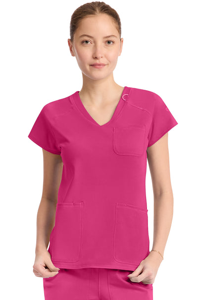 Med Couture Amp Knit Scrubs Raglan V Neck Top MC752