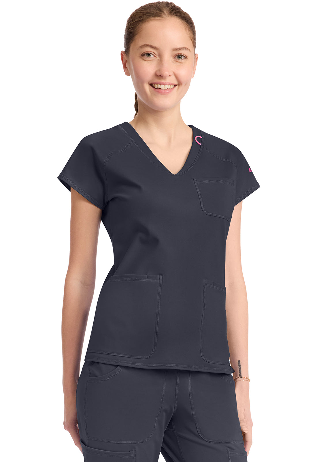Med Couture Amp Knit Scrubs Raglan V Neck Top MC752
