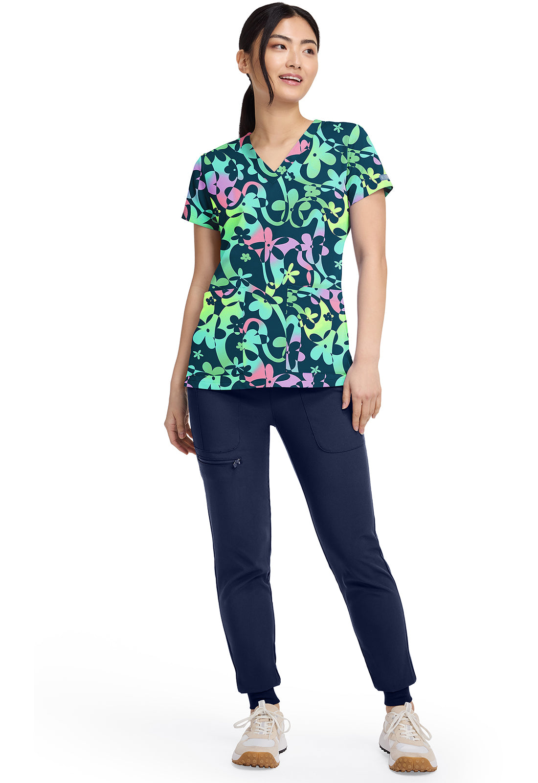 Dizzy Daisy Med Couture Print V Neck Scrub Top MC8564 DZDY