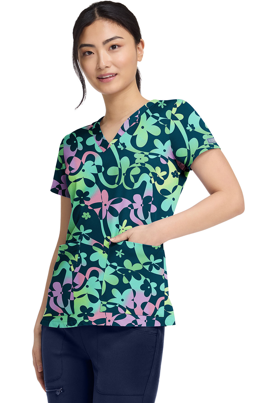 Dizzy Daisy Med Couture Print V Neck Scrub Top MC8564 DZDY