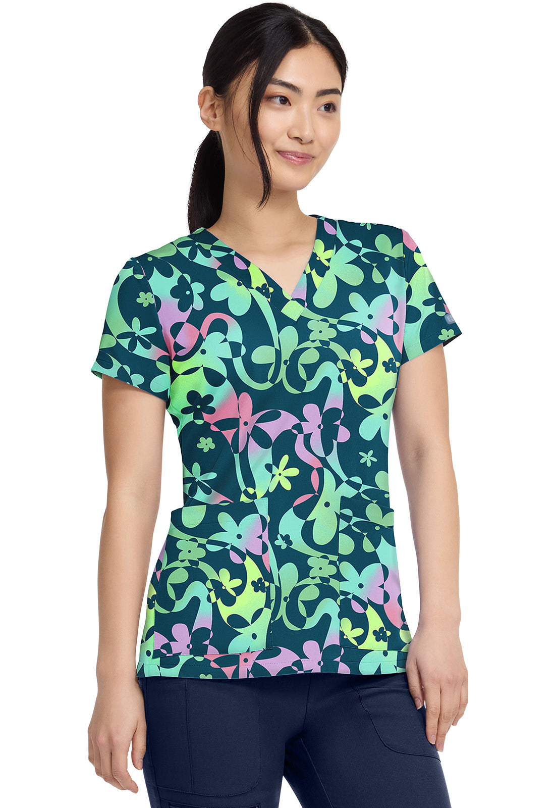 Dizzy Daisy Med Couture Print V Neck Scrub Top MC8564 DZDY