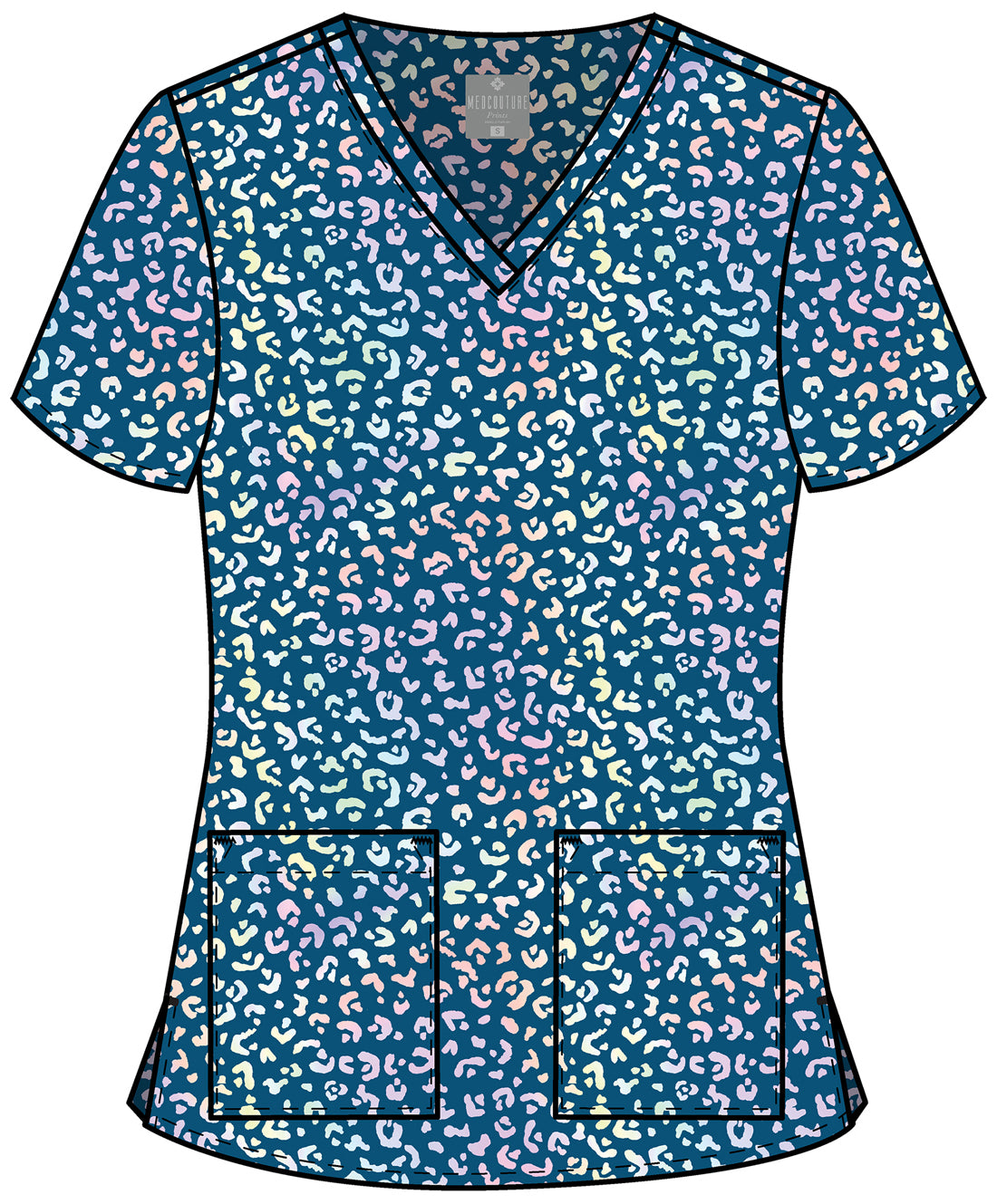 Magical Cheetah Med Couture Print V Neck Scrub Top MC8564 MLCC