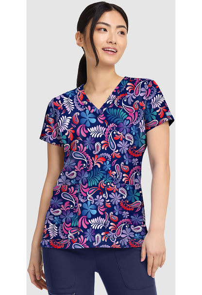 Paisley Pop Med Couture Print V Neck Scrub Top MC8564 PSLP