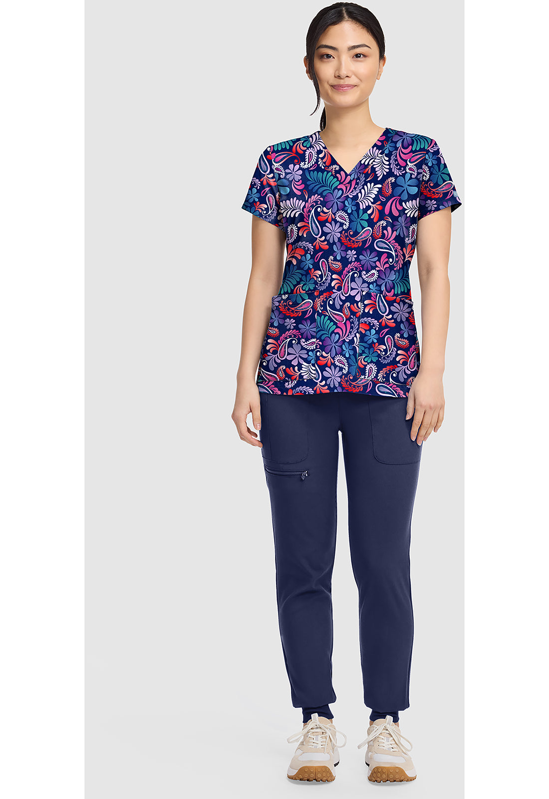 Paisley Pop Med Couture Print V Neck Scrub Top MC8564 PSLP