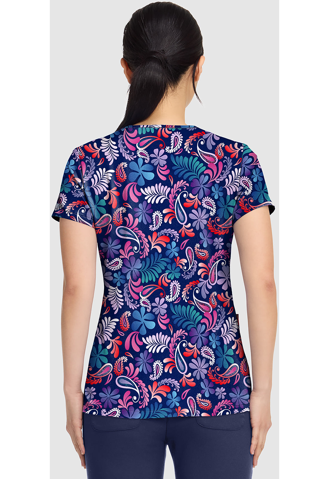 Paisley Pop Med Couture Print V Neck Scrub Top MC8564 PSLP