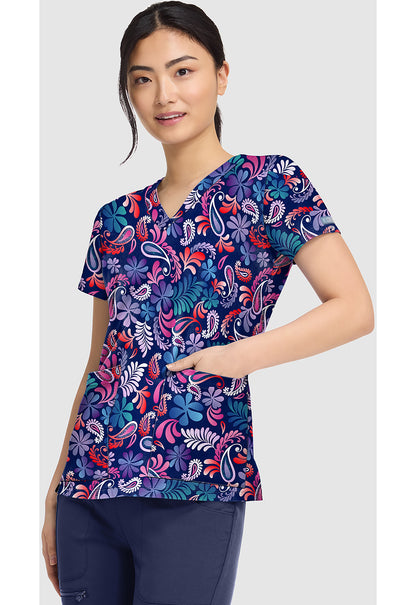 Paisley Pop Med Couture Print V Neck Scrub Top MC8564 PSLP