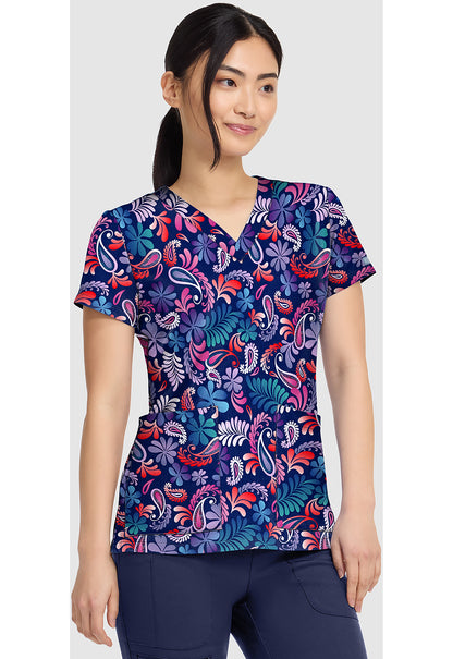 Paisley Pop Med Couture Print V Neck Scrub Top MC8564 PSLP