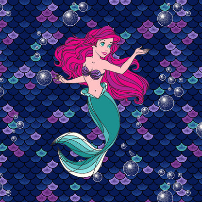 Ariel Little Mermaid Cherokee Tooniforms Disney V Neck Scrub Top TF626 PRTO