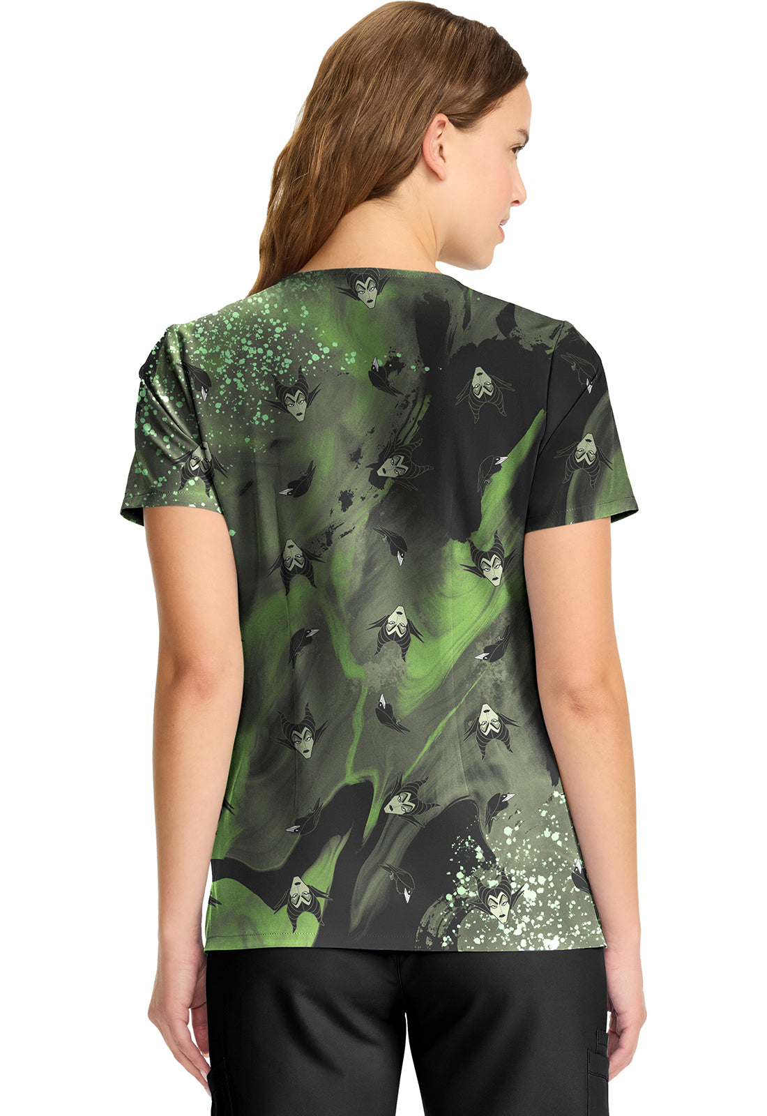 Maleficent Cherokee Tooniforms Licensed Disney V Neck Scrub Top TF626 VIDC