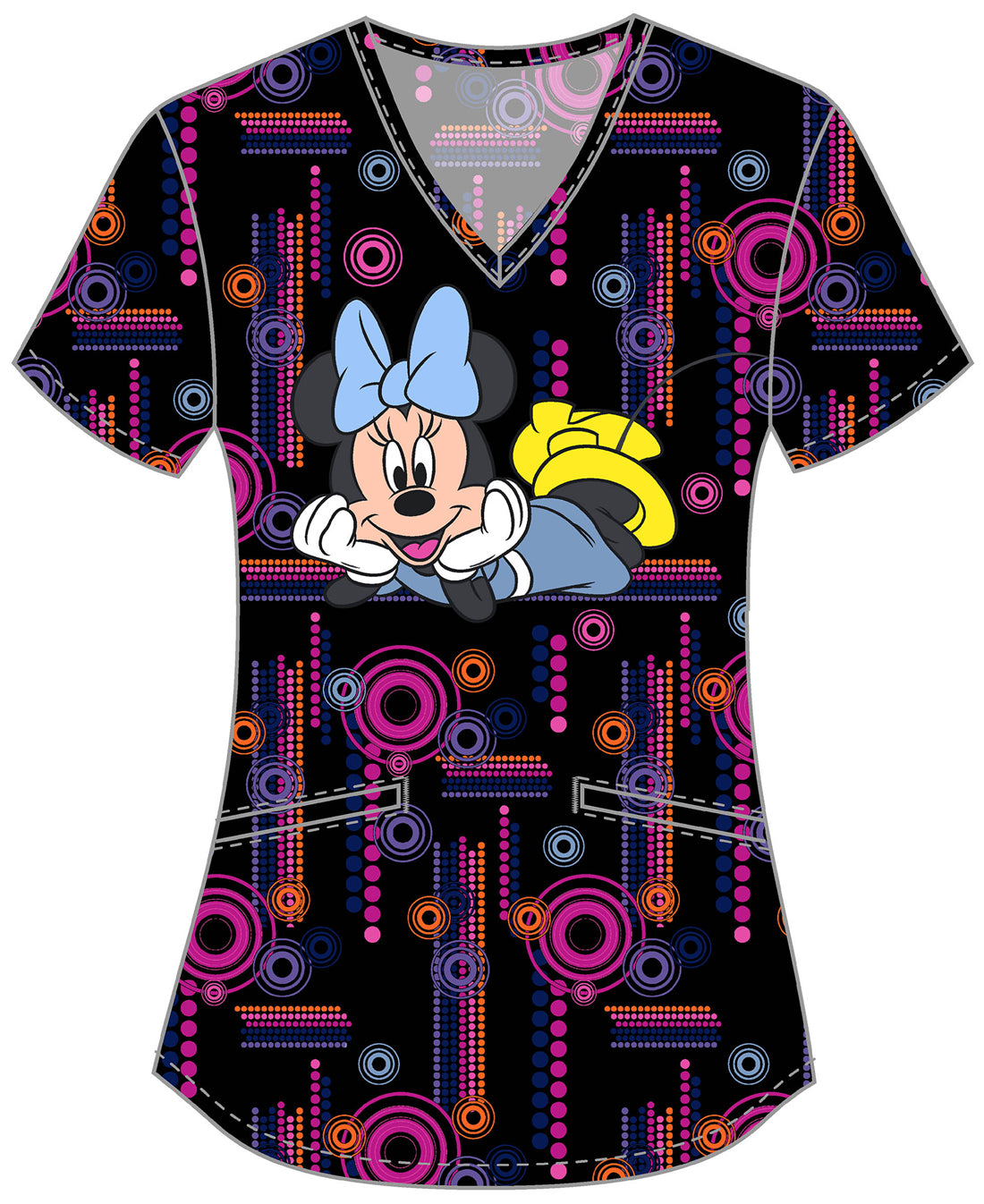 Minnie Mouse Tooniforms Licensed Disney V Neck Scrub Top TF737 MNXT
