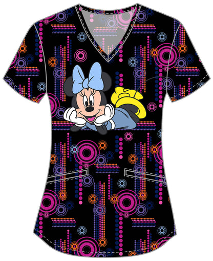 Minnie Mouse Tooniforms Licensed Disney V Neck Scrub Top TF737 MNXT