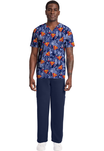 Superman Cherokee Tooniforms DC Men's V Neck Scrub Top TF788 DMMF
