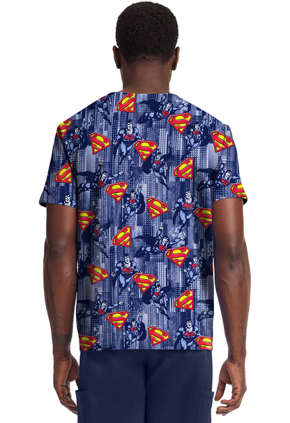 Superman Cherokee Tooniforms DC Men's V Neck Scrub Top TF788 DMMF