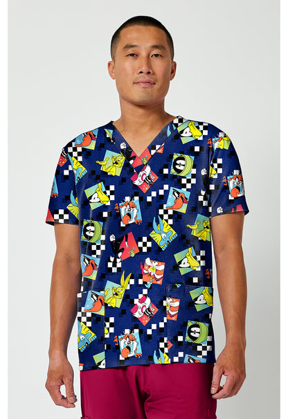Looney Tunes Cherokee Tooniforms Warner Bros Men's V Neck Scrub Top TF788 LTCY