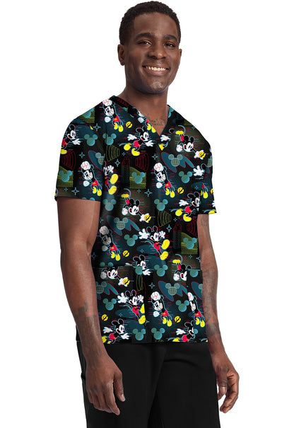 Mickey Mouse Cherokee Tooniforms Disney Men's V Neck Scrub Top TF788 MKVX